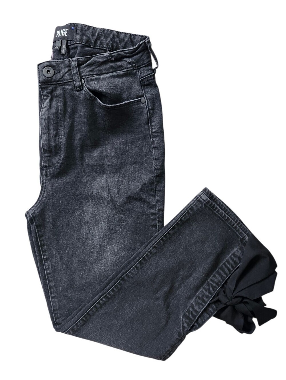 PAIGE Jacqueline Straight Ankle Jeans Black Wash – Size 28